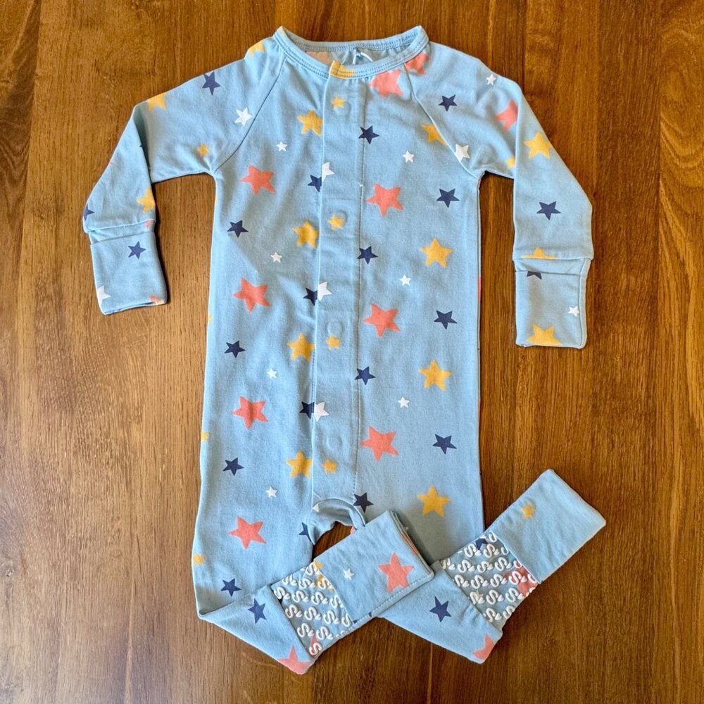 MAGNETIC ME Stars Convertible Coverall Baby 9-12 Months Blue Organic Romper NWT - Picture 9 of 10